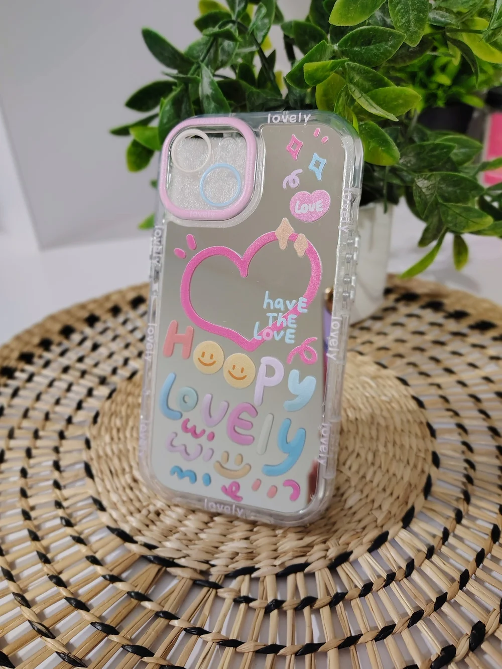 Lovely Happy Love Transparent Pink Accent IPhone 14 Case